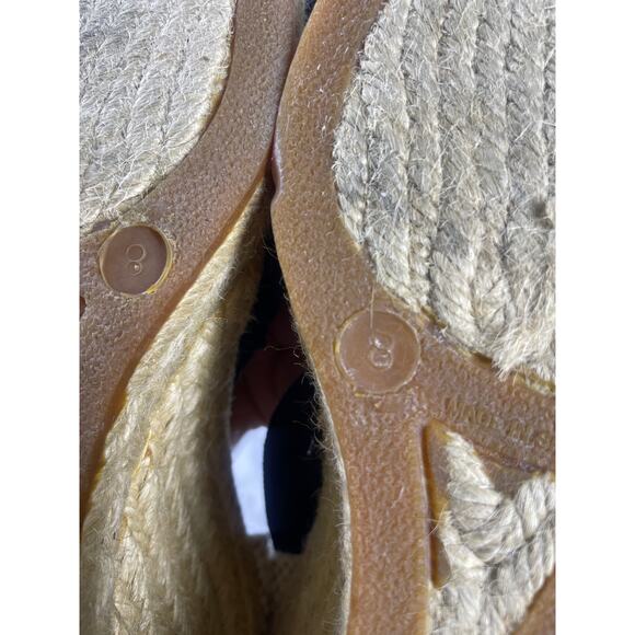 Saks Fifth Avenue, Size 8 Black and Tan Wedge Espadrilles, Lace Up EUC - Picture 6 of 8